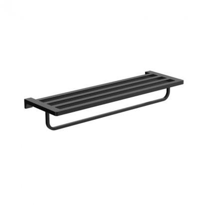 Suport prosoape Wellis Mamba cu raft, negru mat, 63 cm