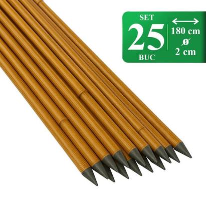 Set 25 araci/suport pentru rosii, castraveti, fasole, metal + PVC, maro, 180x2 cm, Artool GartenVIP DiyLine