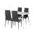Set dining Leziter Jenna 4+1 cu blat din piatră sinterizată, negru-alb
