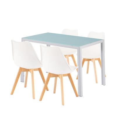 Set dining Leziter Liva 4+1 alb, masă sticlă 120 cm și 4 scaune