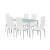 Set de dining Leziter Mabel 6+1, masă cu sticlă securizată, alb-gri