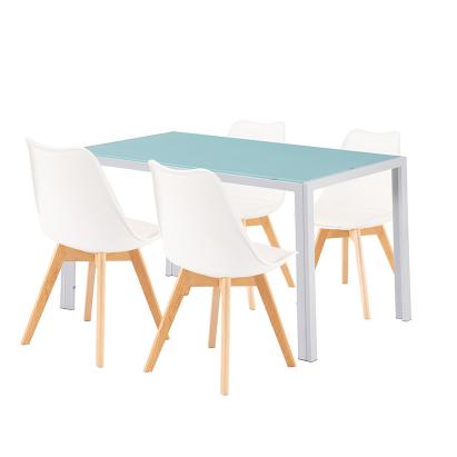 Set dining Leziter Nuvia 4+1 alb, masă din sticlă și 4 scaune