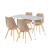 Set dining Leziter Ravena 4+1 alb-bej, masă 140x80 cm, 4 scaune
