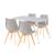 Set dining Leziter Ravena 4+1 alb-gri cu masă din piatră sinterizată