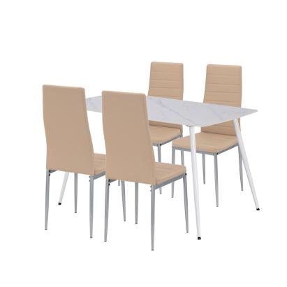 Set masă dining Leziter Renton 4+1, bej-gri, blat piatră sinterizată
