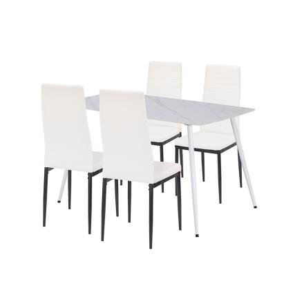 Set dining Leziter Renton 4+1 alb-negru cu masă Bora și scaune Tino Nova