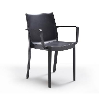 Scaun de grădină din plastic Leziter Victor, grafit, cu cotiere