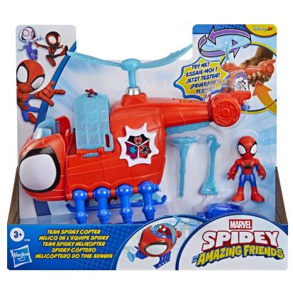 SPIDEY SI PRIETENII LUI UIMITORI MARVEL SET ECHIPA SPIDEY CU ELICOPTER SI ACCESORII 7.6CM SuperHeroes ToysZone