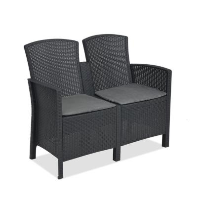 Canapea de grădină Leziter Lima cu 2 locuri, ratan artificial, grafit