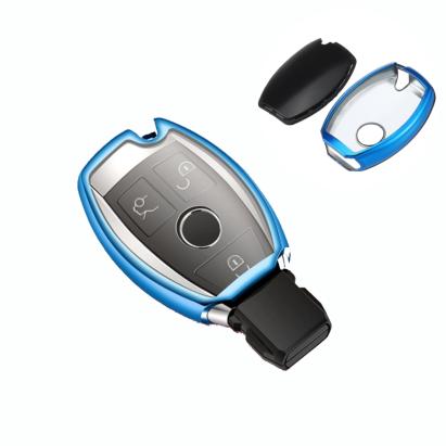 Husa Cheie Smartkey Compatibila cu Mercedes Benz 3 Butoane Albastra TPU+PC