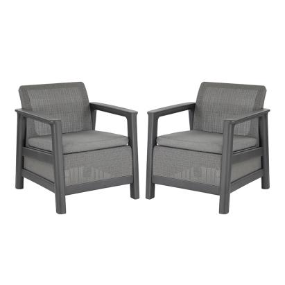 Set 2 fotolii de grădină Curver Scandi Linea Duo, grafit-gri rece