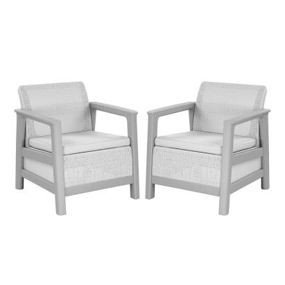 Set 2 fotolii de grădină Curver Scandi Linea Duo, gri cenușă-gri deschis