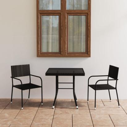 Set mobilier de grădină, 3 piese, negru, poliratan GartenMobel Dekor