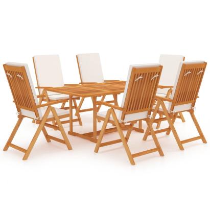 Set mobilier de grădină cu perne, 7 piese, lemn masiv de tec GartenMobel Dekor