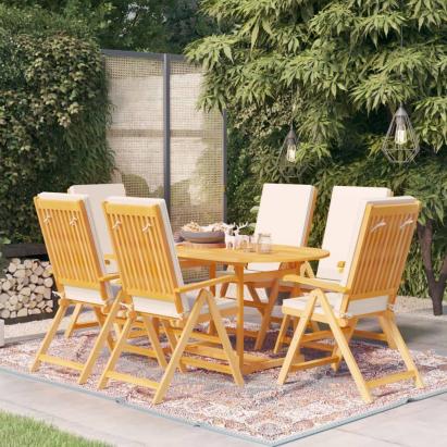 Set mobilier de grădină cu perne, 7 piese, lemn masiv de tec GartenMobel Dekor
