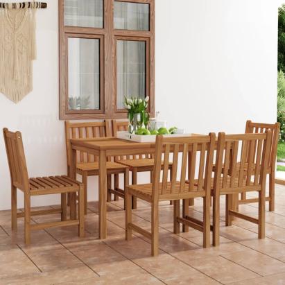Set de mobilier de grădină cu 7 piese, 140x80 cm, lemn masiv de tec GartenMobel Dekor