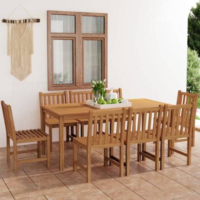 Set de mobilier de grădină cu 9 piese, 180x90 cm, lemn masiv de tec GartenMobel Dekor