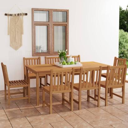 Set de mobilier de grădină cu 9 piese, 200x100 cm, lemn masiv de tec GartenMobel Dekor