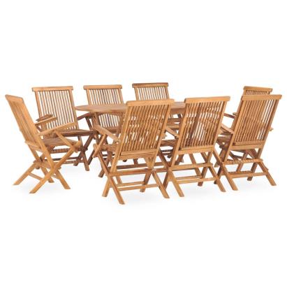 Set mobilier de exterior pliabil, 9 piese, lemn masiv de tec GartenMobel Dekor