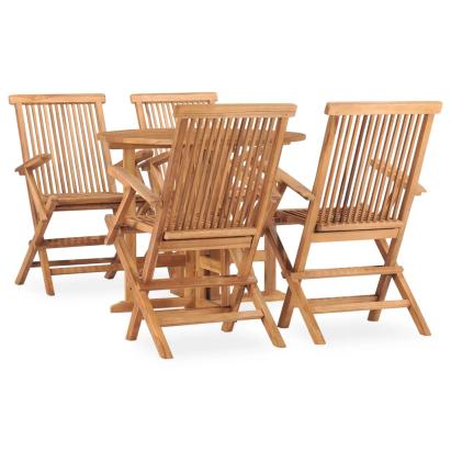 Set mobilier de exterior pliabil, 5 piese, lemn masiv de tec GartenMobel Dekor