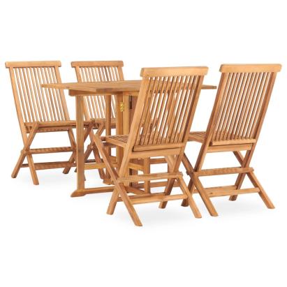 Set mobilier de exterior pliabil, 5 piese, lemn masiv de tec GartenMobel Dekor