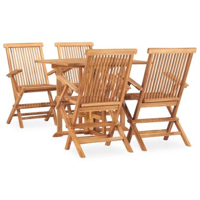 Set mobilier de exterior pliabil, 5 piese, lemn masiv de tec GartenMobel Dekor