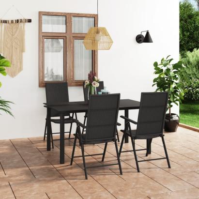 Set mobilier de grădină, 5 piese, negru GartenMobel Dekor