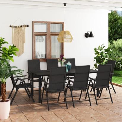 Set mobilier de grădină, 9 piese, negru GartenMobel Dekor