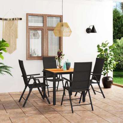 Set de masă pentru grădină, 5 piese, negru și maro GartenMobel Dekor