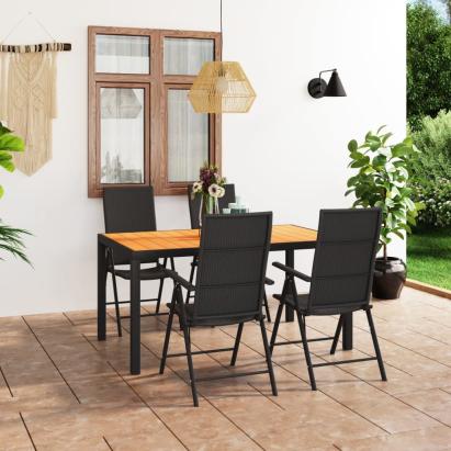 Set mobilier de grădină, 5 piese, negru și maro GartenMobel Dekor
