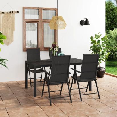 Set de masă pentru grădină, 5 piese, negru GartenMobel Dekor