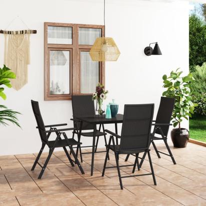 Set de masă pentru grădină, 5 piese, negru GartenMobel Dekor