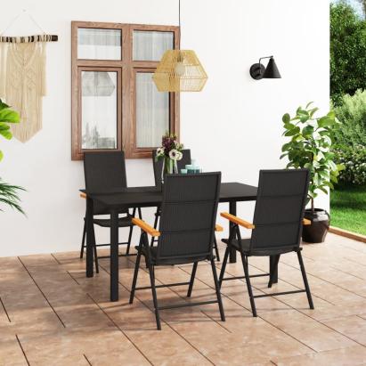 Set mobilier de grădină, 5 piese, negru și maro GartenMobel Dekor