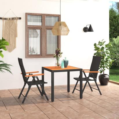 Set mobilier de grădină, 3 piese, negru și maro GartenMobel Dekor
