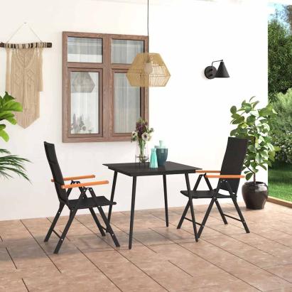 Set mobilier de grădină, 3 piese, negru și maro GartenMobel Dekor