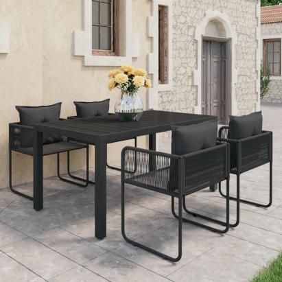 Set mobilier de grădină, 5 piese, negru, ratan PVC GartenMobel Dekor