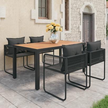 Set mobilier masă de grădină, 5 piese, negru și maro, ratan PVC GartenMobel Dekor