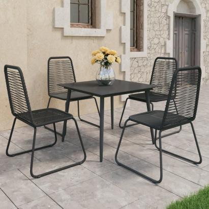 Set mobilier de grădină, 5 piese, negru, ratan PVC GartenMobel Dekor