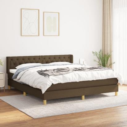 Pat box spring cu saltea, maro închis, 160x200 cm, textil GartenMobel Dekor