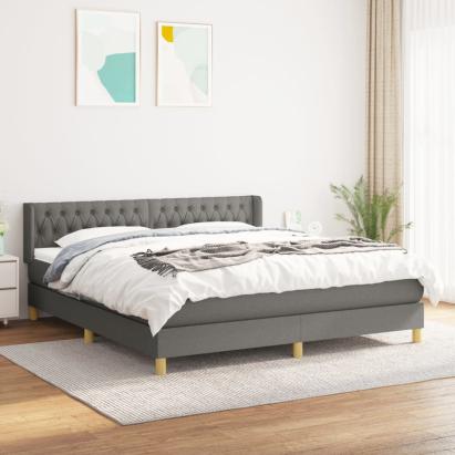 Pat box spring cu saltea, gri închis, 180x200 cm, textil GartenMobel Dekor