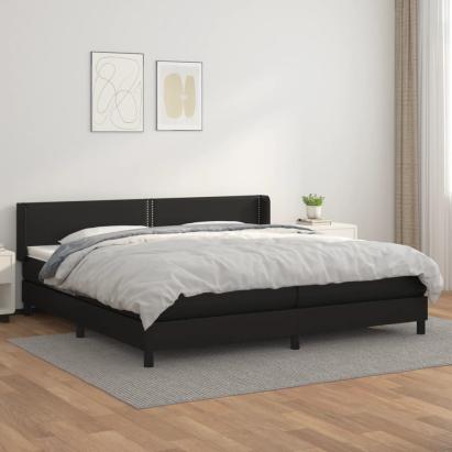 Pat box spring cu saltea, negru, 200x200 cm, piele ecologică GartenMobel Dekor
