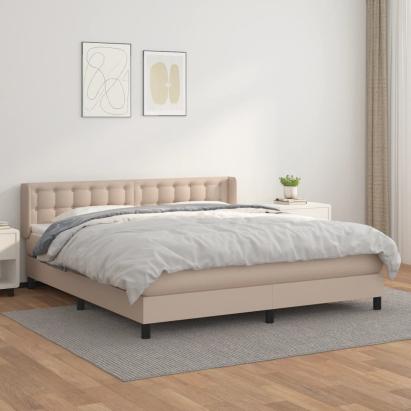 Pat box spring cu saltea, cappuccino, 180x200cm piele ecologică GartenMobel Dekor