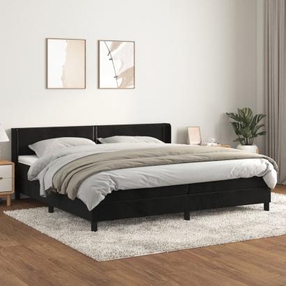 Pat box spring cu saltea, negru, 200x200 cm, catifea GartenMobel Dekor