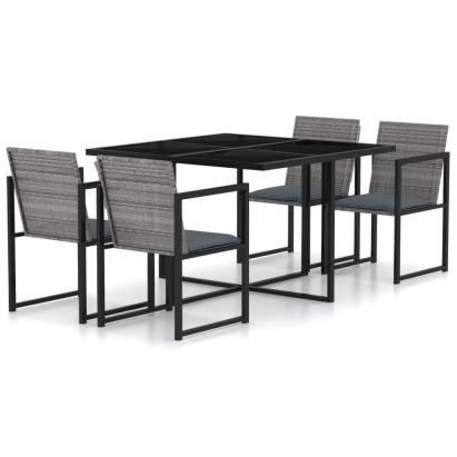 Set mobilier de exterior cu perne, 5 piese, gri, poliratan GartenMobel Dekor
