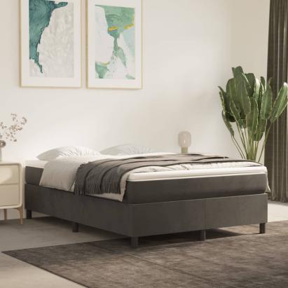 Pat box spring cu saltea, gri închis, 140x190 cm, catifea GartenMobel Dekor