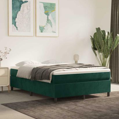 Pat box spring cu saltea, verde închis, 140x190 cm, catifea GartenMobel Dekor