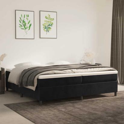 Pat box spring cu saltea, negru, 200x200 cm, catifea GartenMobel Dekor