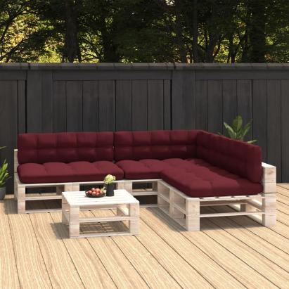 Perne canapea din paleți, 7 buc, roșu vin GartenMobel Dekor