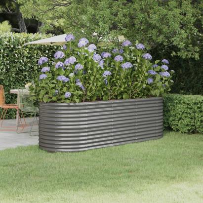 Strat înălțat grădină gri 224x80x68cm oțel galvanizat GartenMobel Dekor