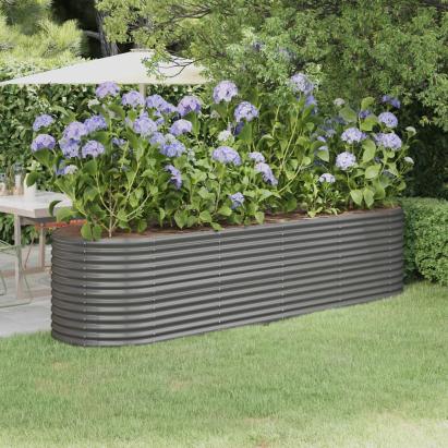 Strat înălțat grădină gri 296x80x68cm oțel galvanizat GartenMobel Dekor